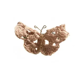Butterfly Hair Pin Light Brown Crochet