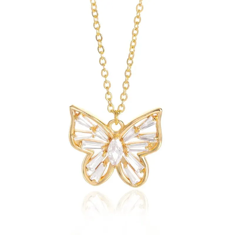 Butterfly necklace different patterns gold and silver