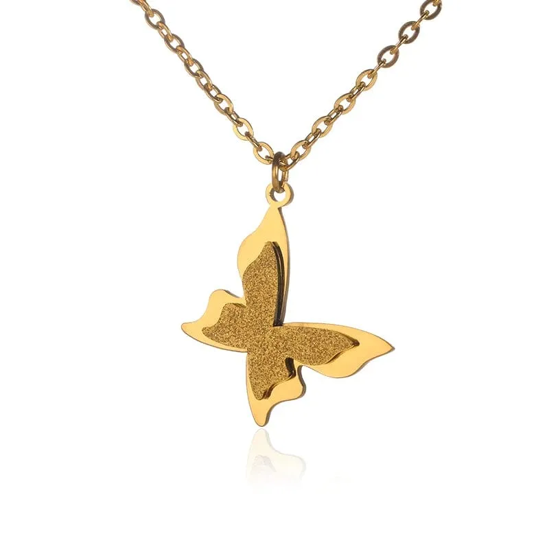 Butterfly necklace different patterns gold and silver