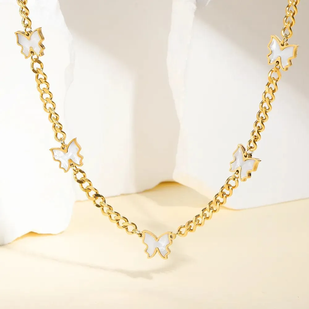 Butterfly necklace different patterns gold and silver