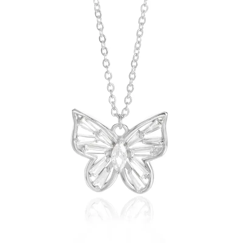 Butterfly necklace different patterns gold and silver