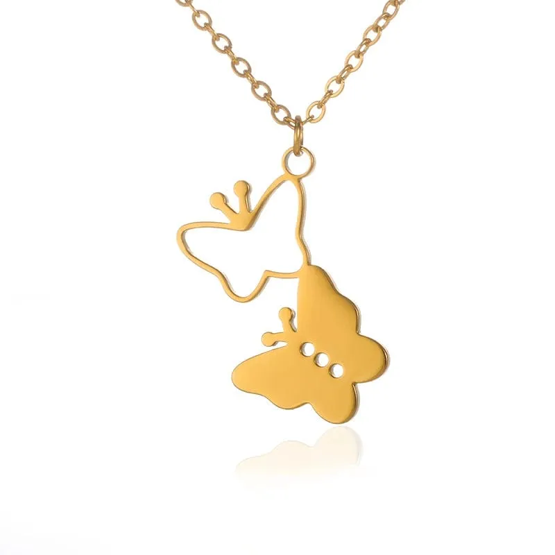 Butterfly necklace different patterns gold and silver
