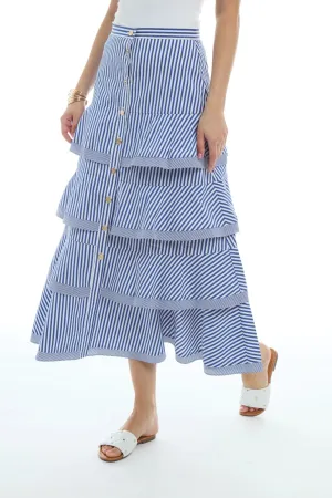 Calypso Maxi Skirt in Blue/White