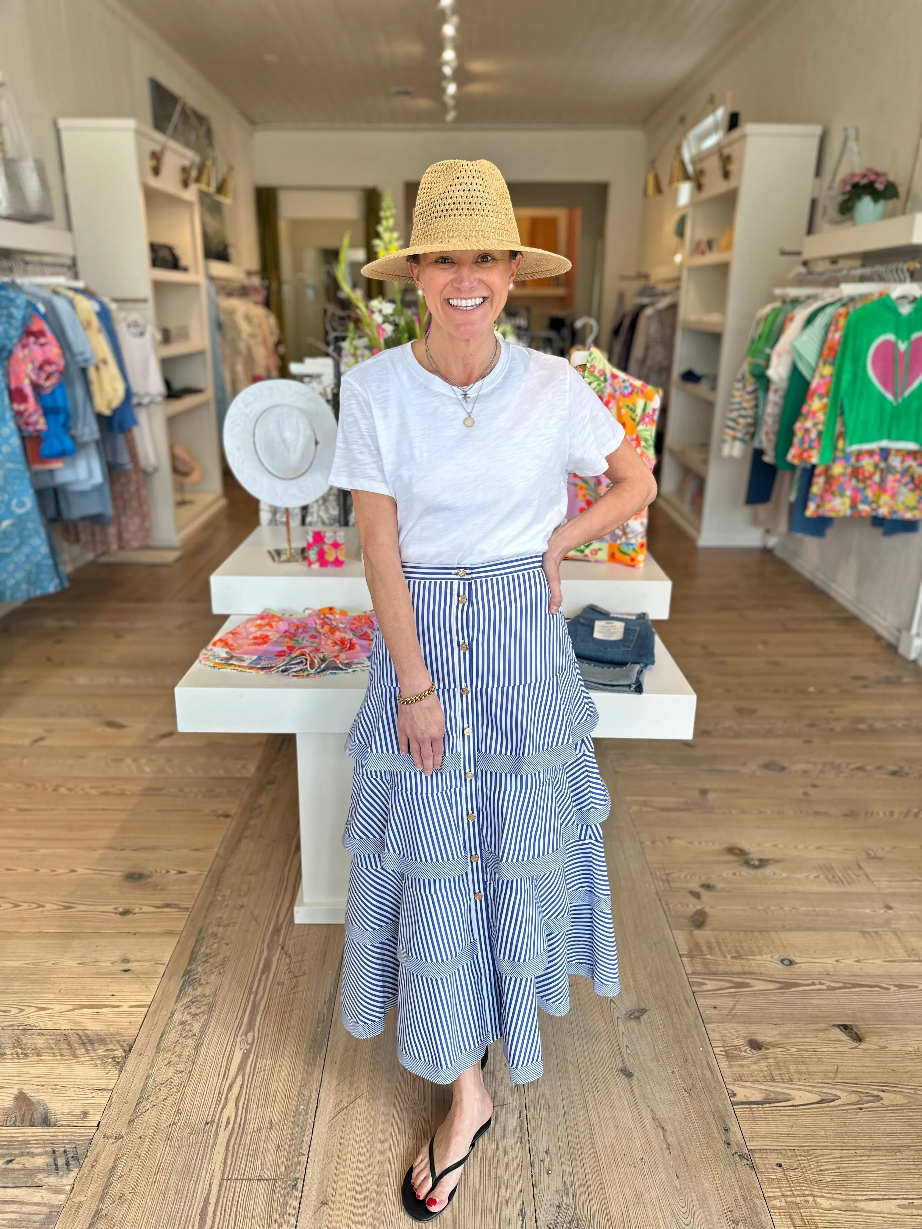 Calypso Maxi Skirt in Blue/White