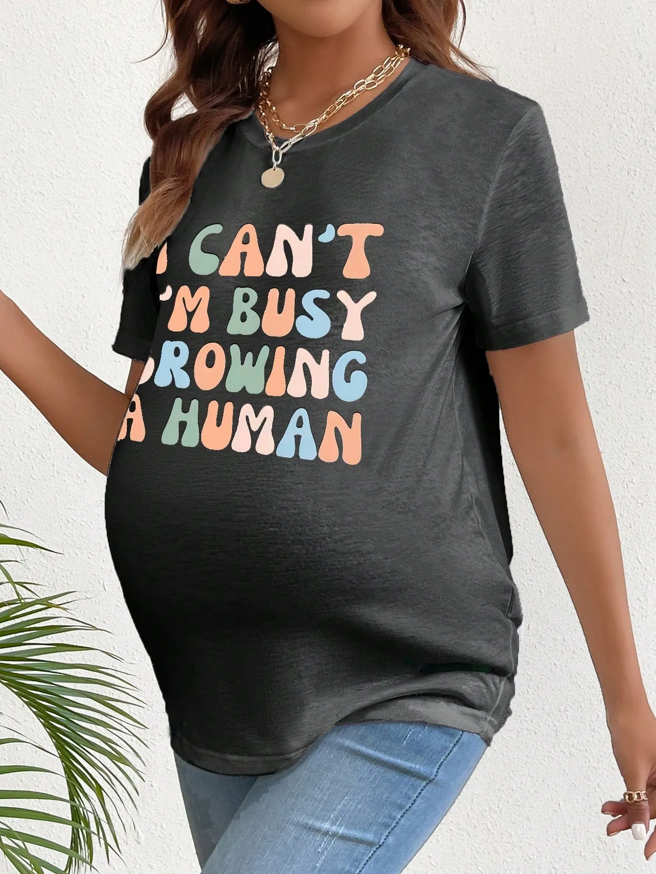 Camiseta Premamá con Estampado de Slogan  CR