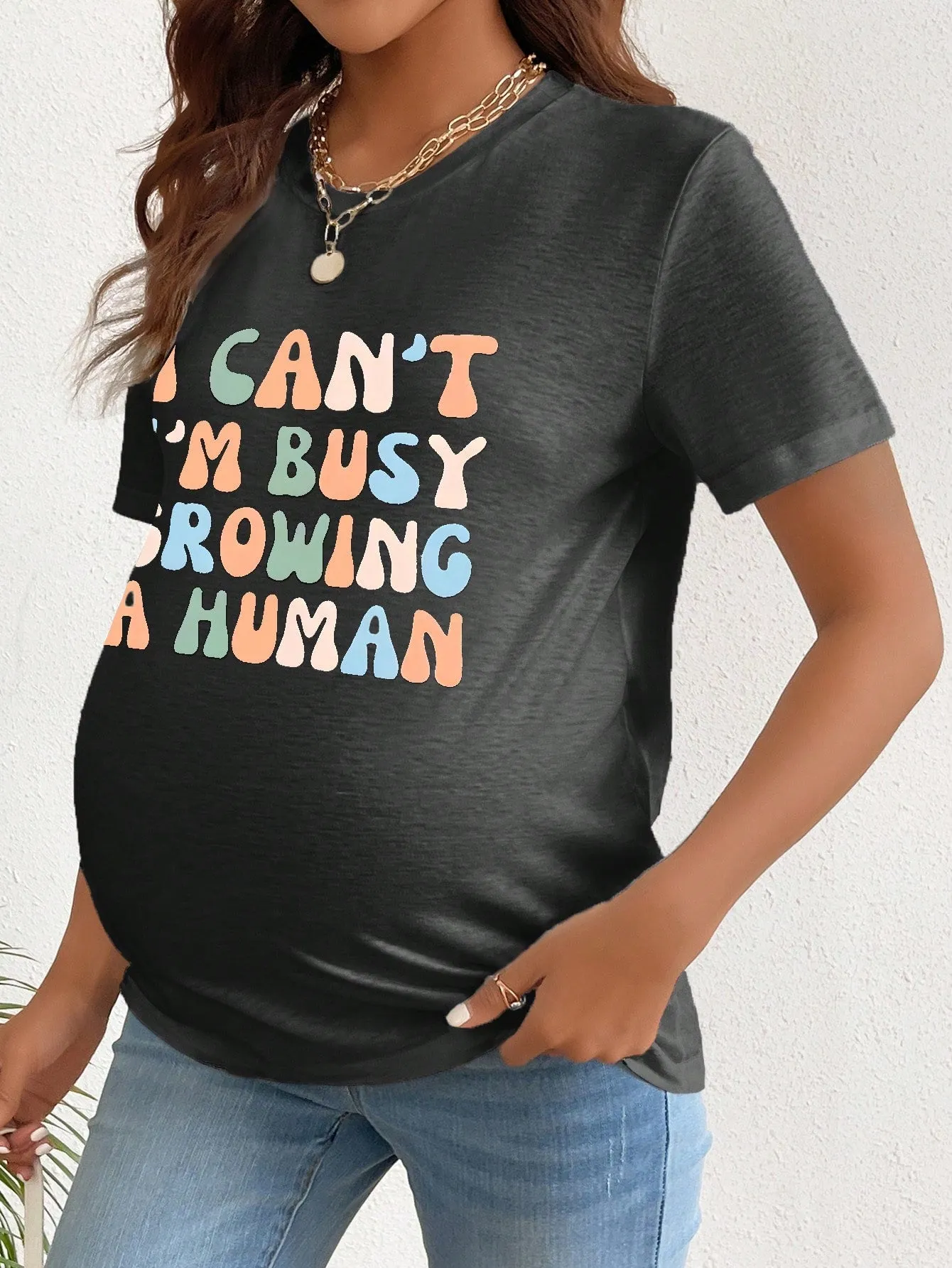 Camiseta Premamá con Estampado de Slogan  CR