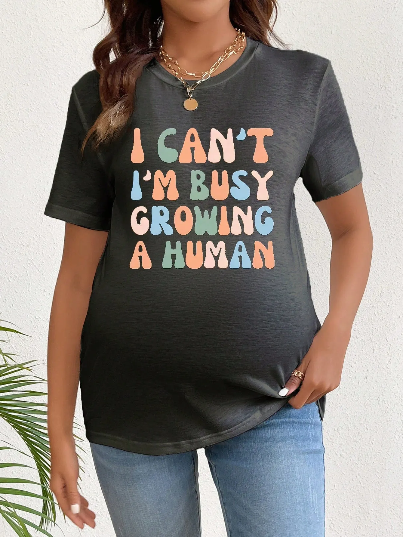 Camiseta Premamá con Estampado de Slogan  CR