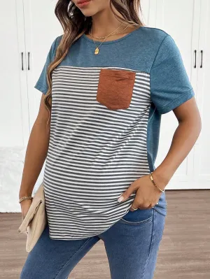 Camiseta premamá de manga corta con bolsillo