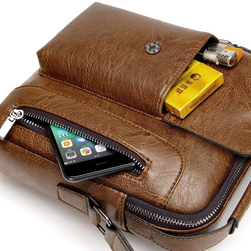 Casual Leather Men's Handbag Vintage Crossbody Bag