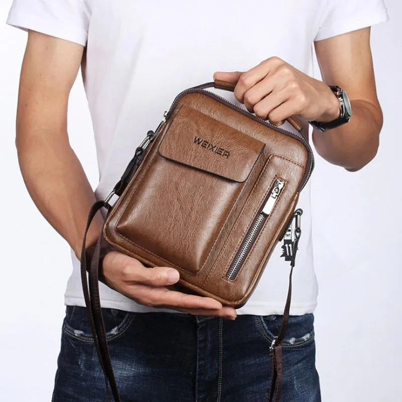 Casual Leather Men's Handbag Vintage Crossbody Bag