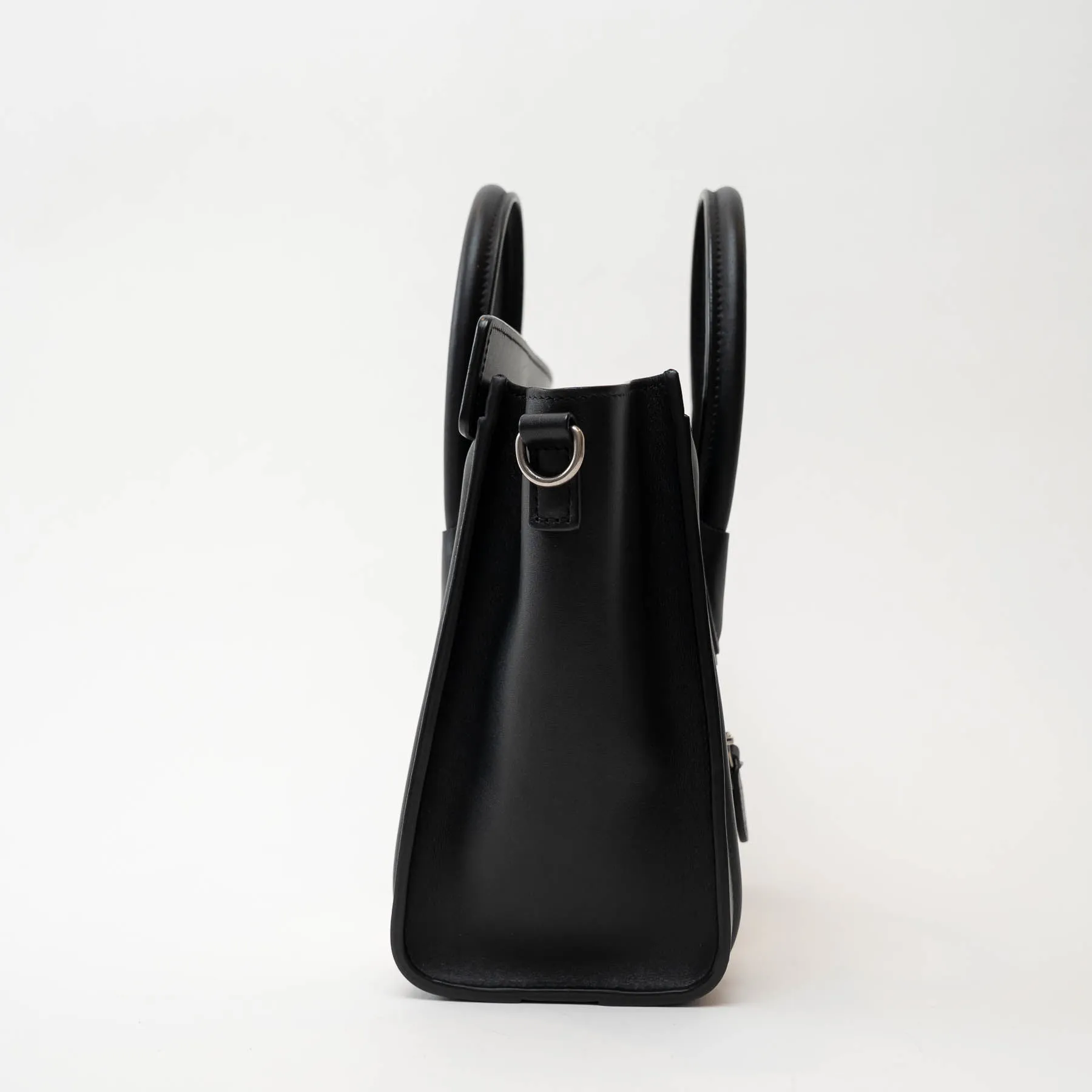 Celine Black Calfskin Leather Lizard Skin Nano Handbag