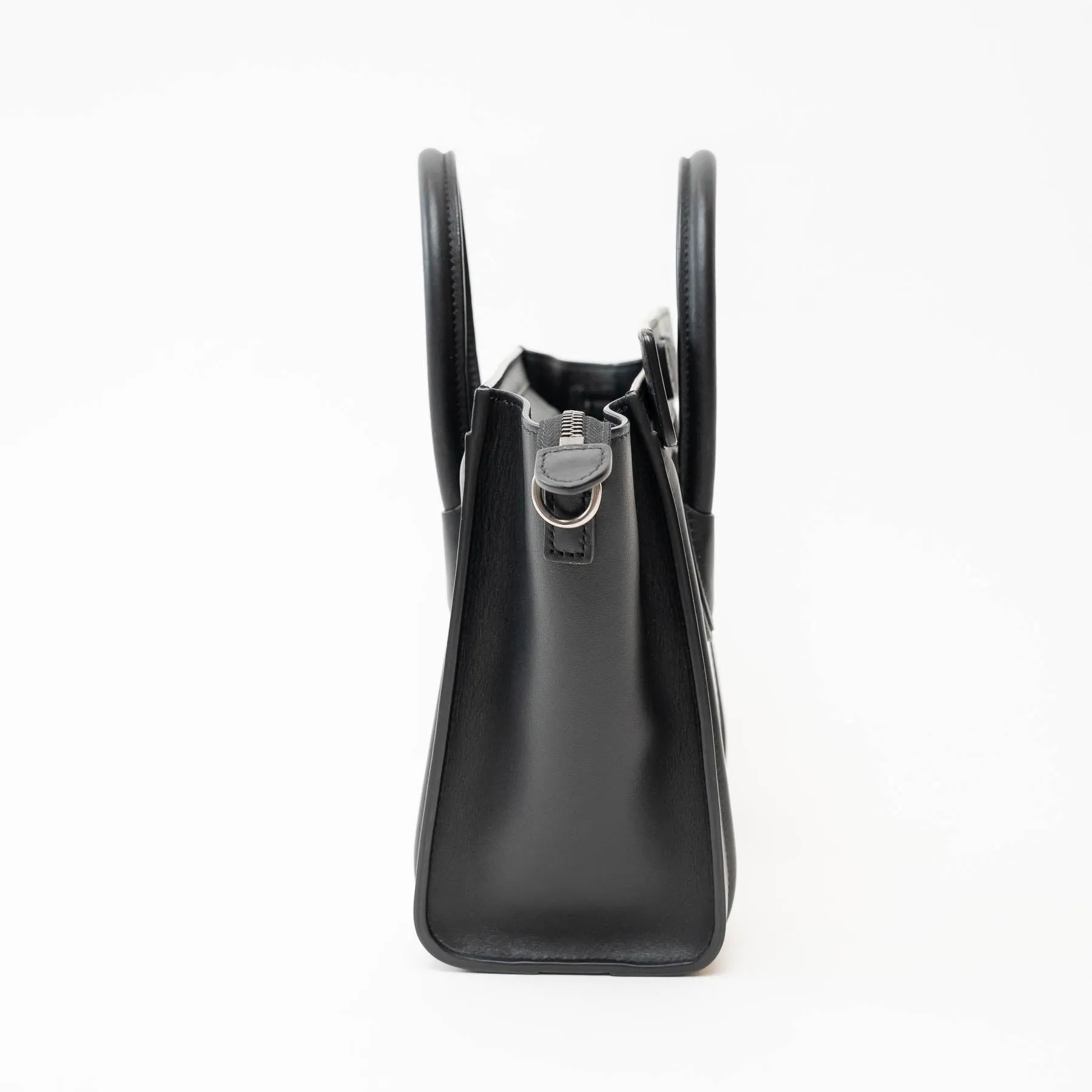 Celine Black Calfskin Leather Lizard Skin Nano Handbag