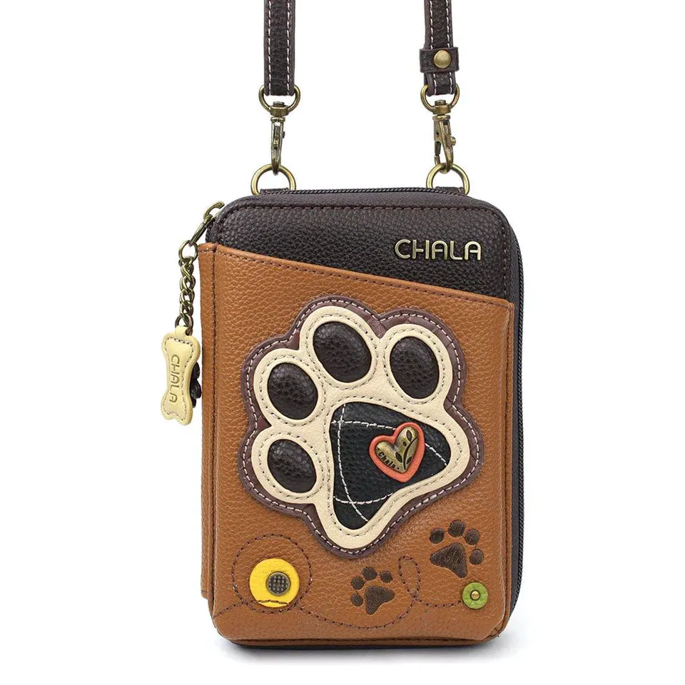 Chala Wallet Xbody - Ivory Paw Print (Brown)