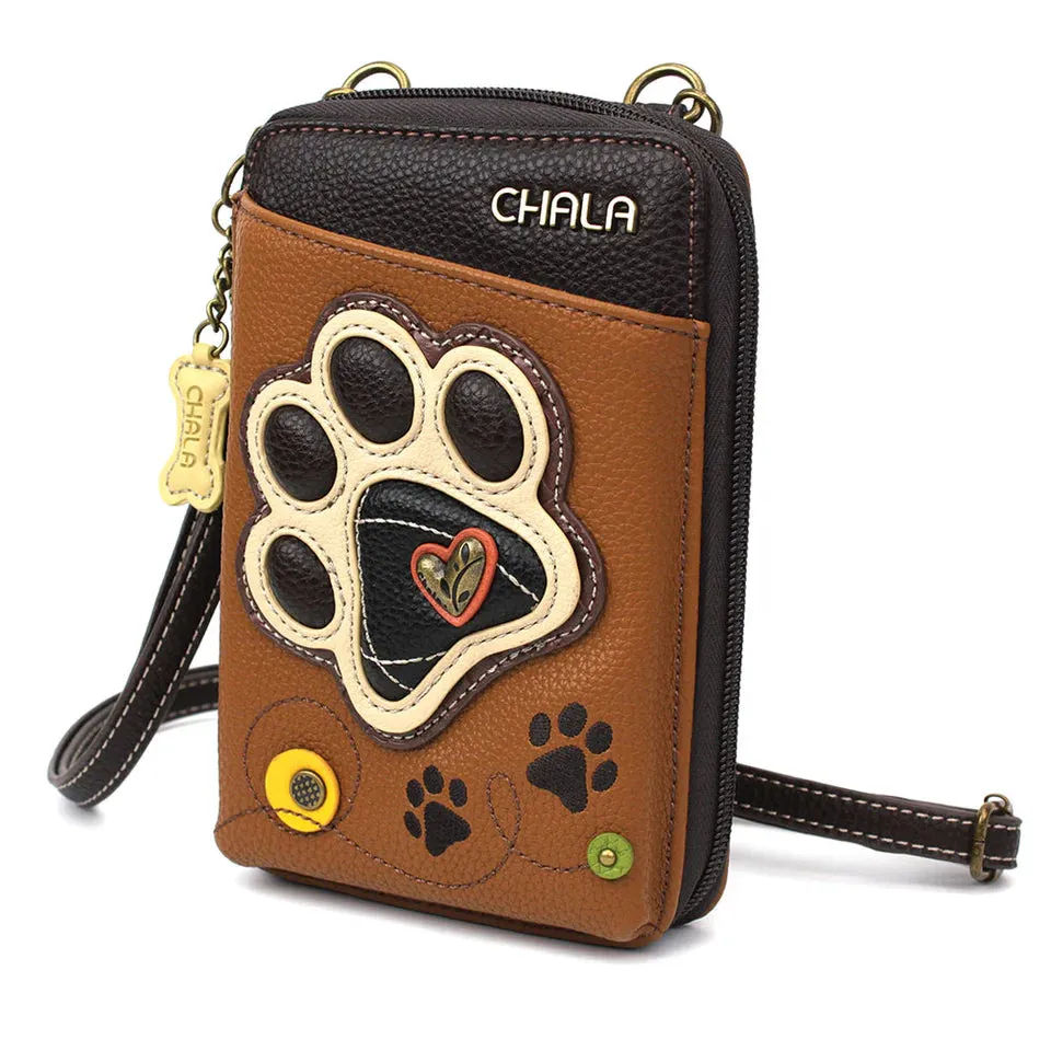 Chala Wallet Xbody - Ivory Paw Print (Brown)
