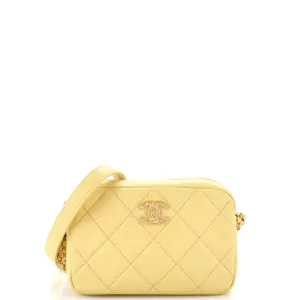 CHANEL Chain Melody Camera Bag Quilted Caviar Small