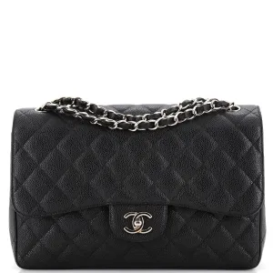 CHANEL Classic Double Flap Bag Quilted Caviar Jumbo