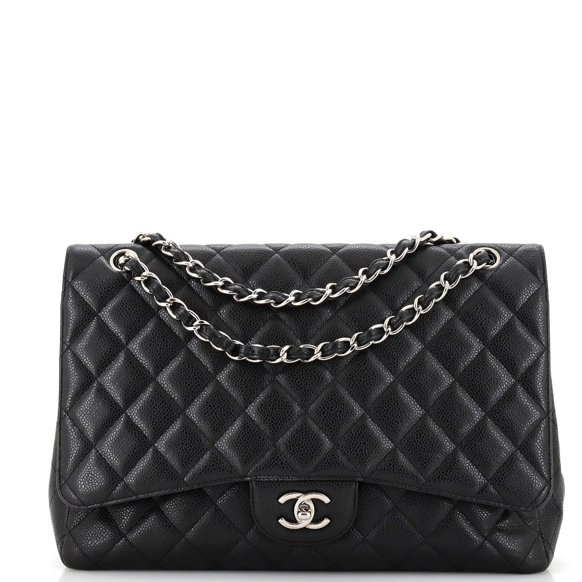 CHANEL Classic Single Flap Bag Quilted Caviar Maxi