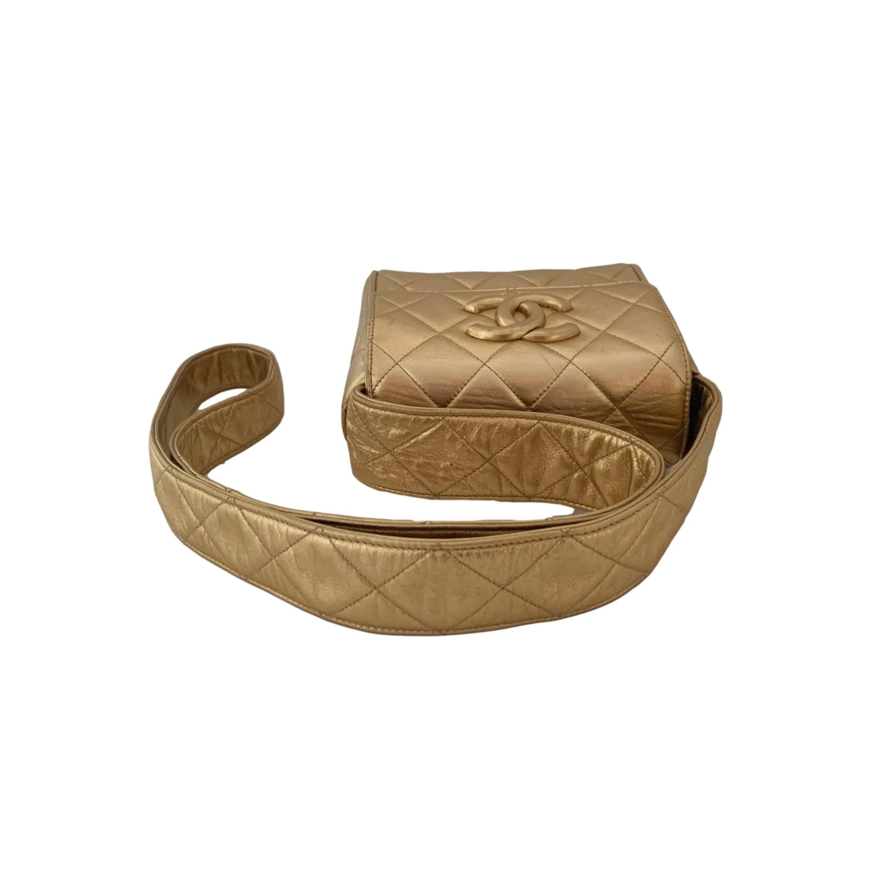 Chanel Gold Mini Quilted Crossbody