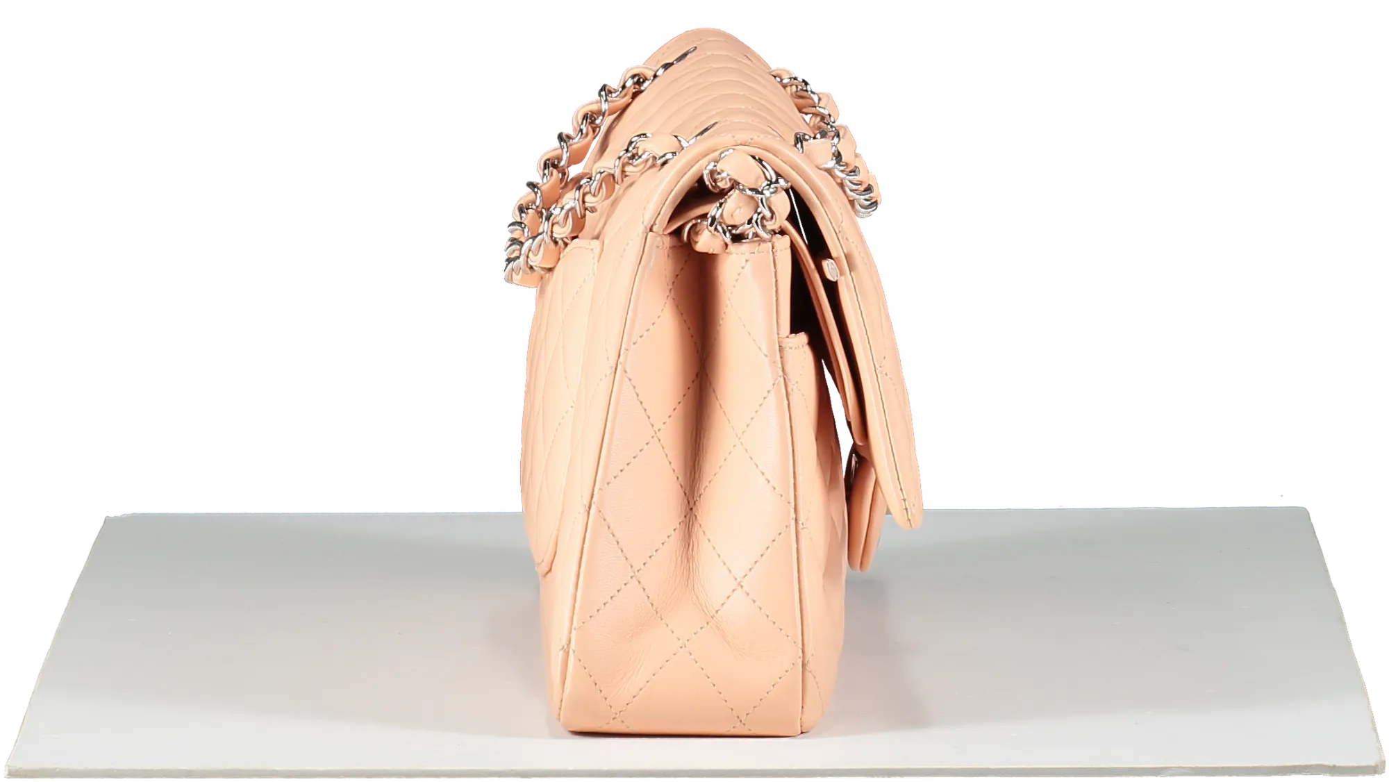 Chanel Pink Salmon Peach Medium Quilted Lambskin Classic Double Flap Bag