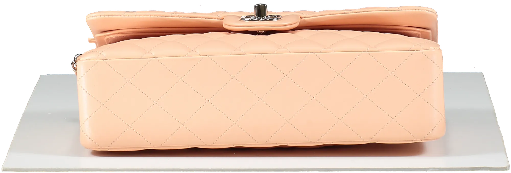 Chanel Pink Salmon Peach Medium Quilted Lambskin Classic Double Flap Bag