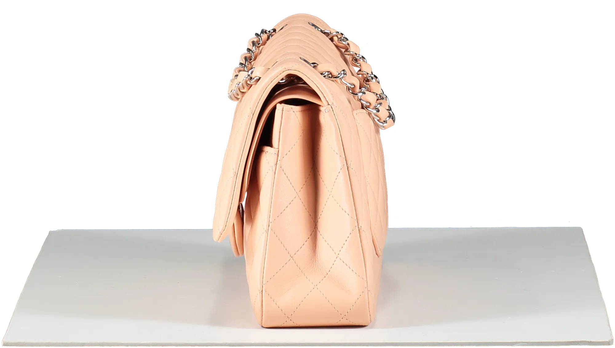 Chanel Pink Salmon Peach Medium Quilted Lambskin Classic Double Flap Bag