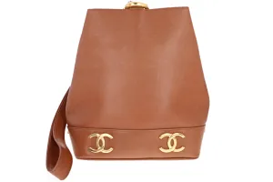 Chanel Rare Vintage Logo Bucket Bag "Caramel" Color