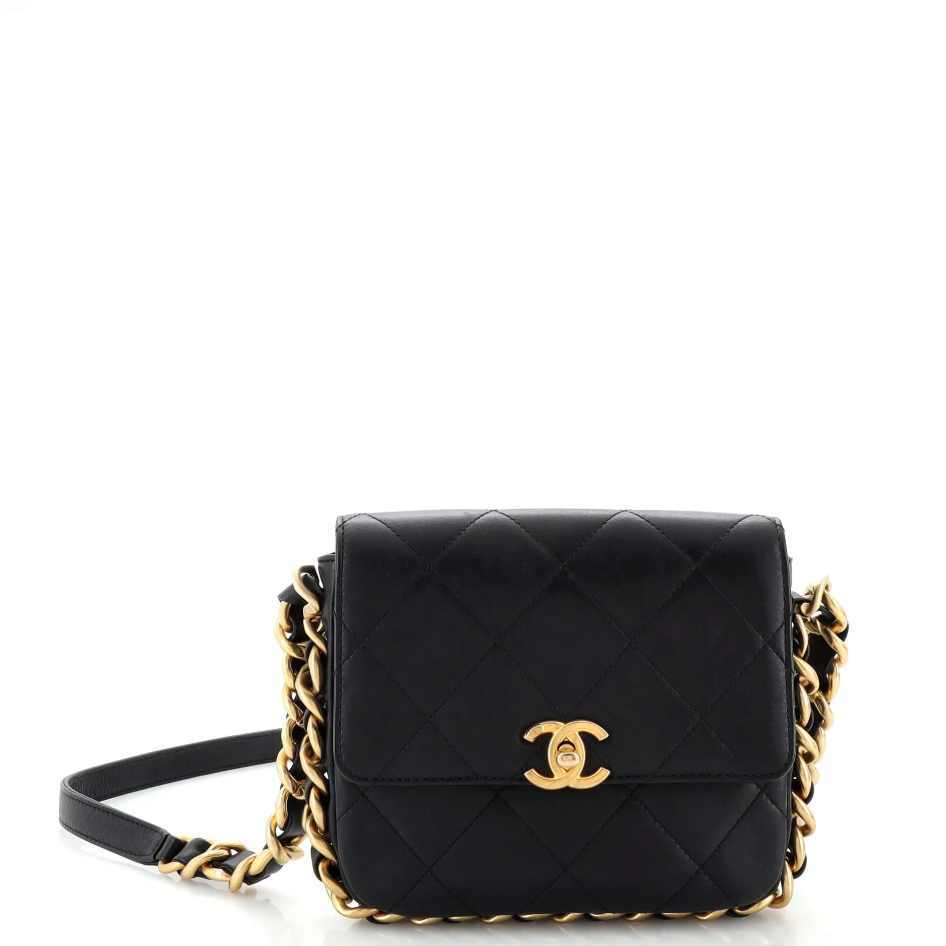 CHANEL Side Note Flap Bag Quilted Lambskin Mini