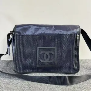 Chanel Vintage Navy Messenger Bag - Preloved Designer Handbag