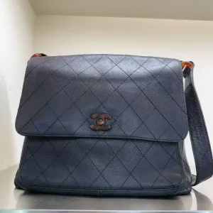 Chanel Vintage Quilted Black Leather Shoulder Bag