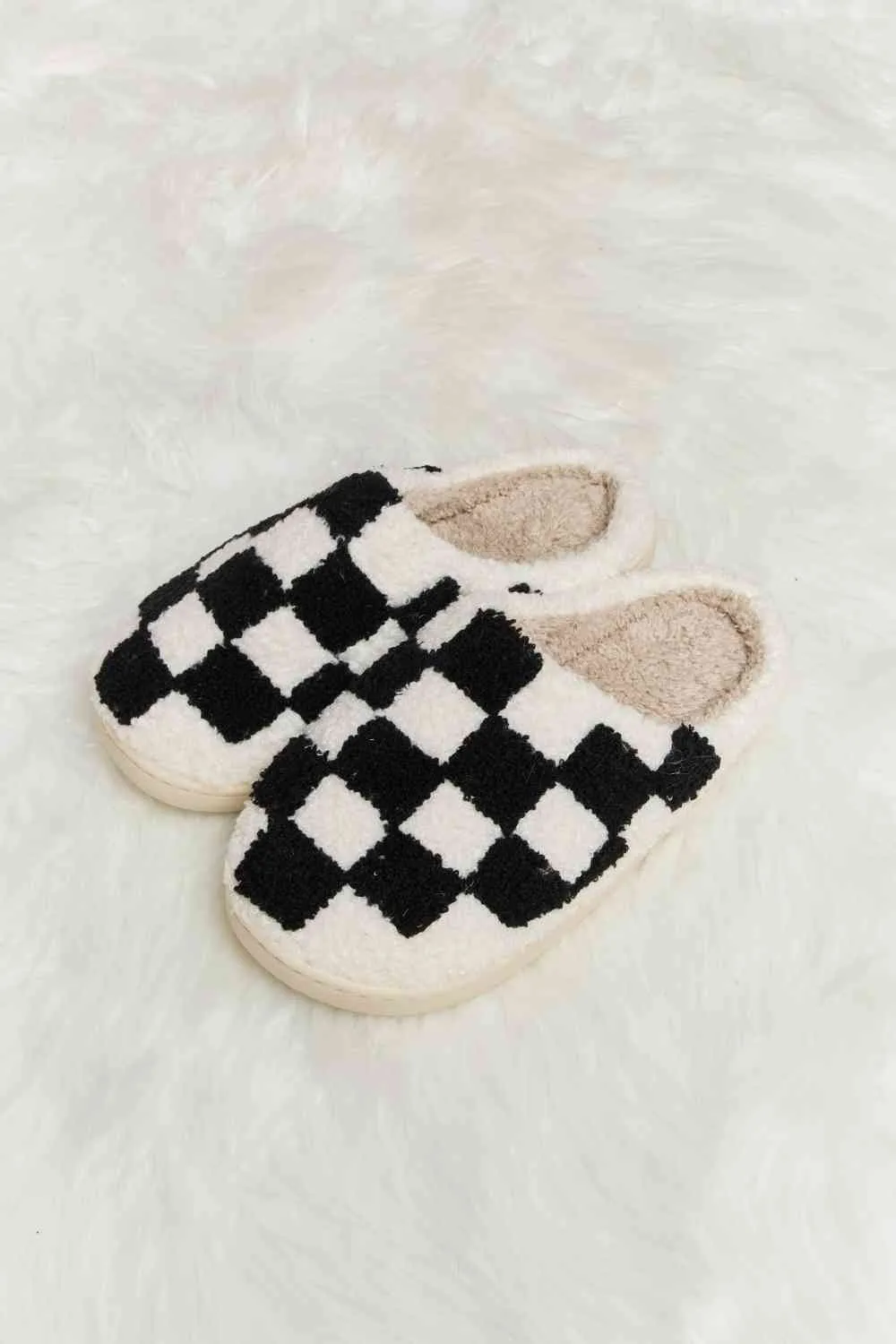 Checkered Plush Slippers