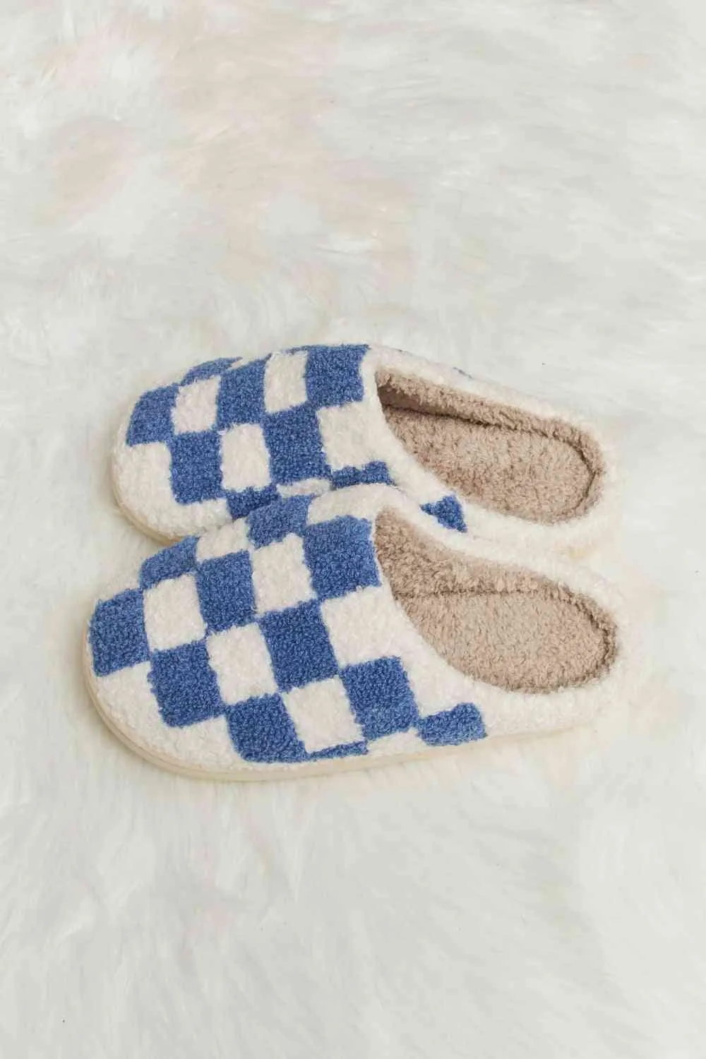 Checkered Plush Slippers