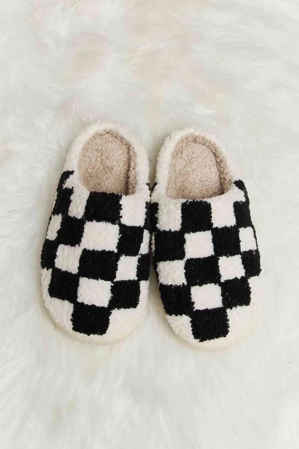 Checkered Plush Slippers