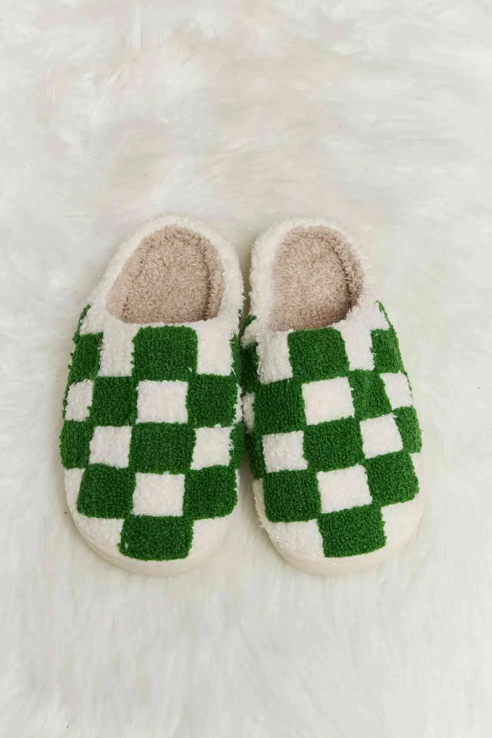 Checkered Plush Slippers