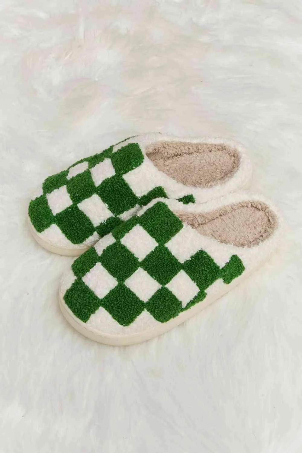 Checkered Plush Slippers