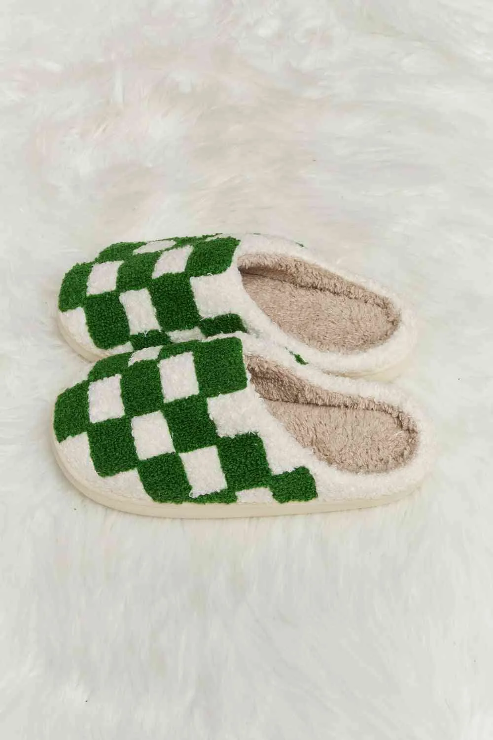 Checkered Plush Slippers