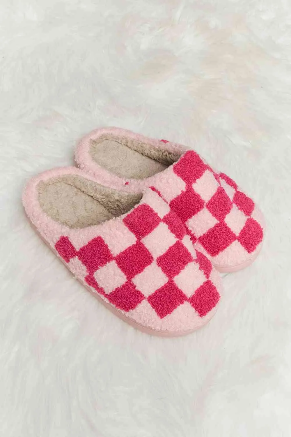Checkered Plush Slippers