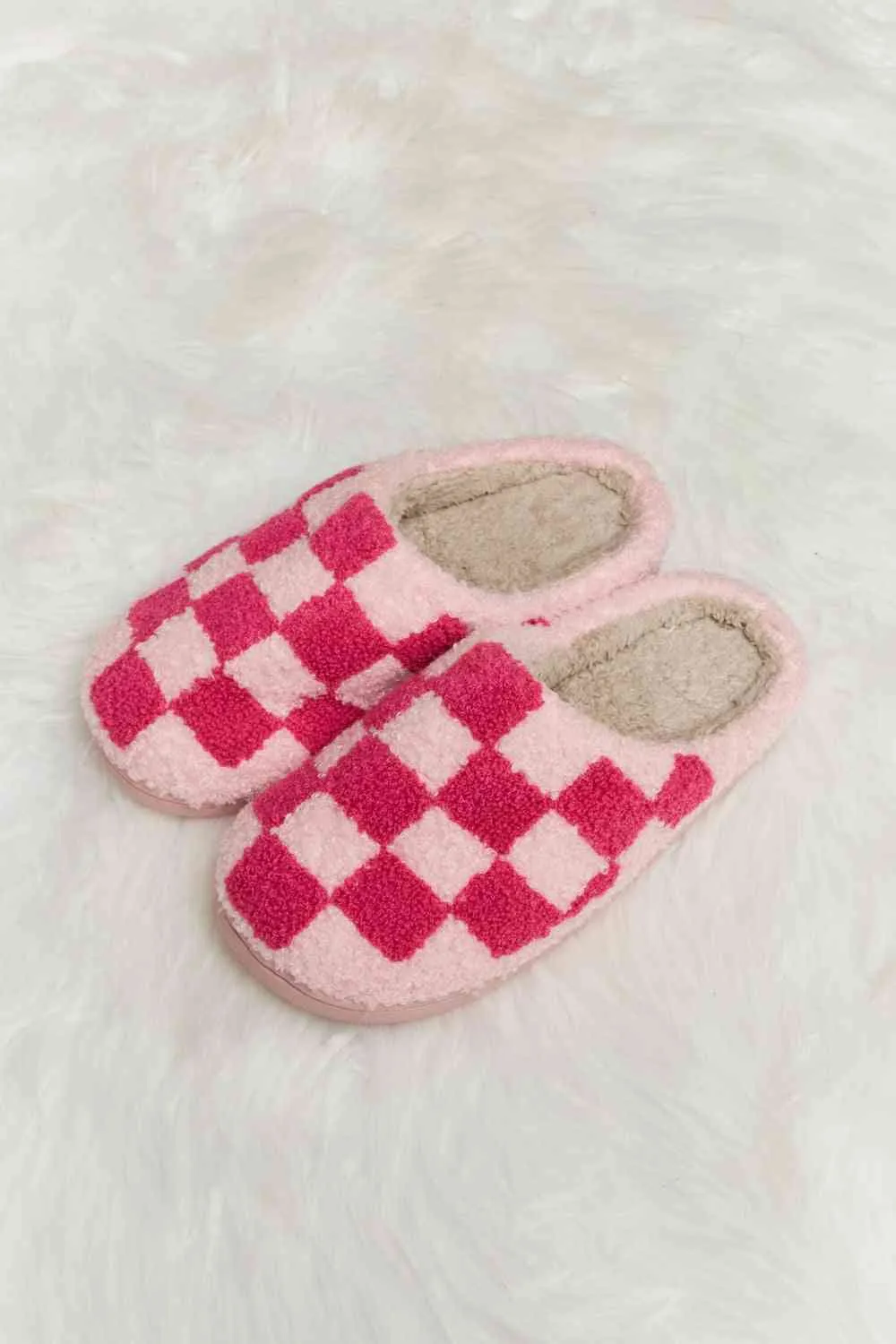 Checkered Plush Slippers