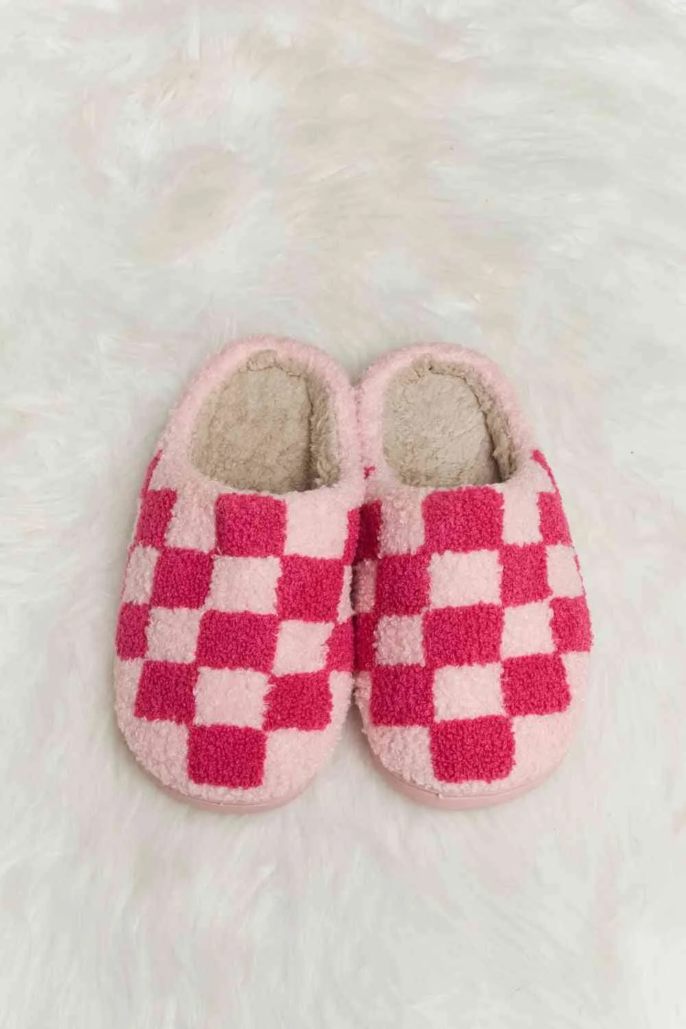 Checkered Plush Slippers