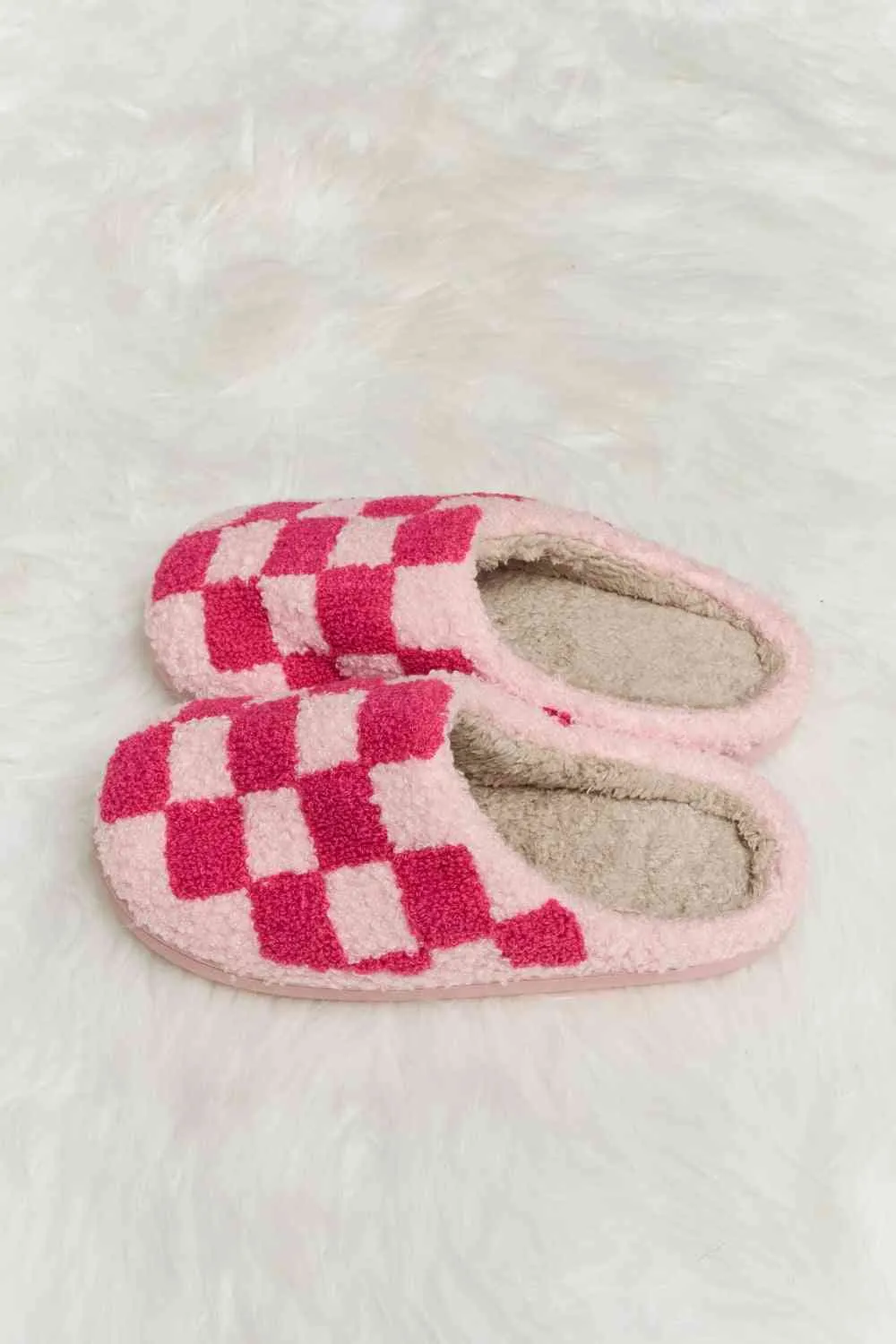 Checkered Plush Slippers