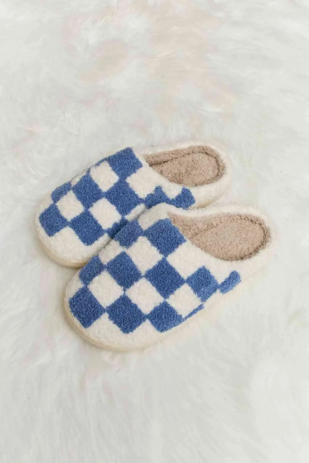 Checkered Plush Slippers