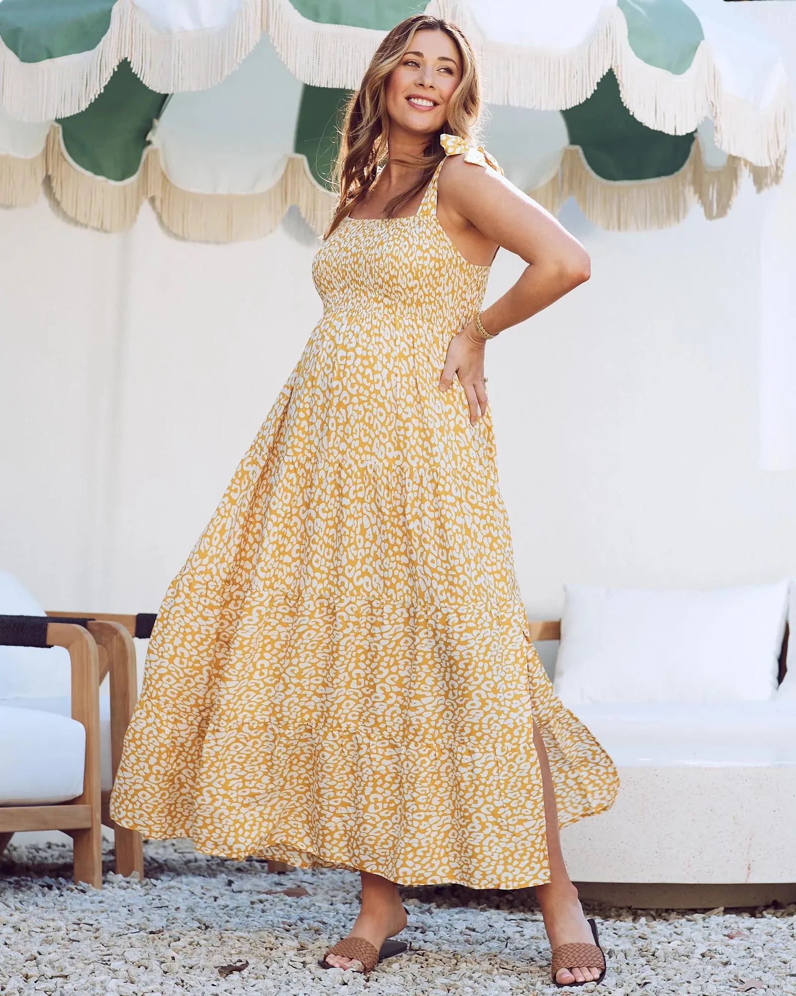 Chelsea Maternity Ruffled Maxi Dress