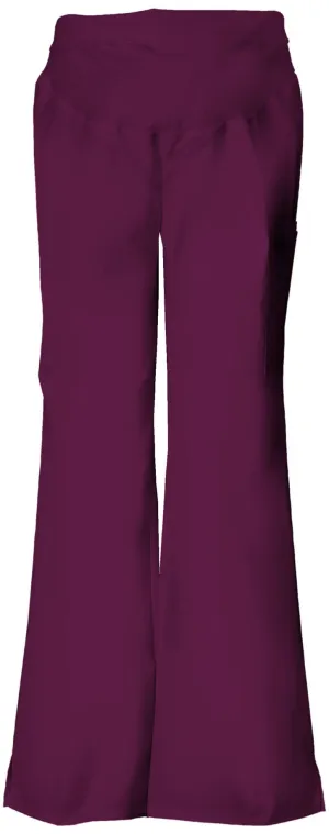 Cherokee Flexibles 2092 Scrubs Pants Maternity Knit Waist Pull-On Wine