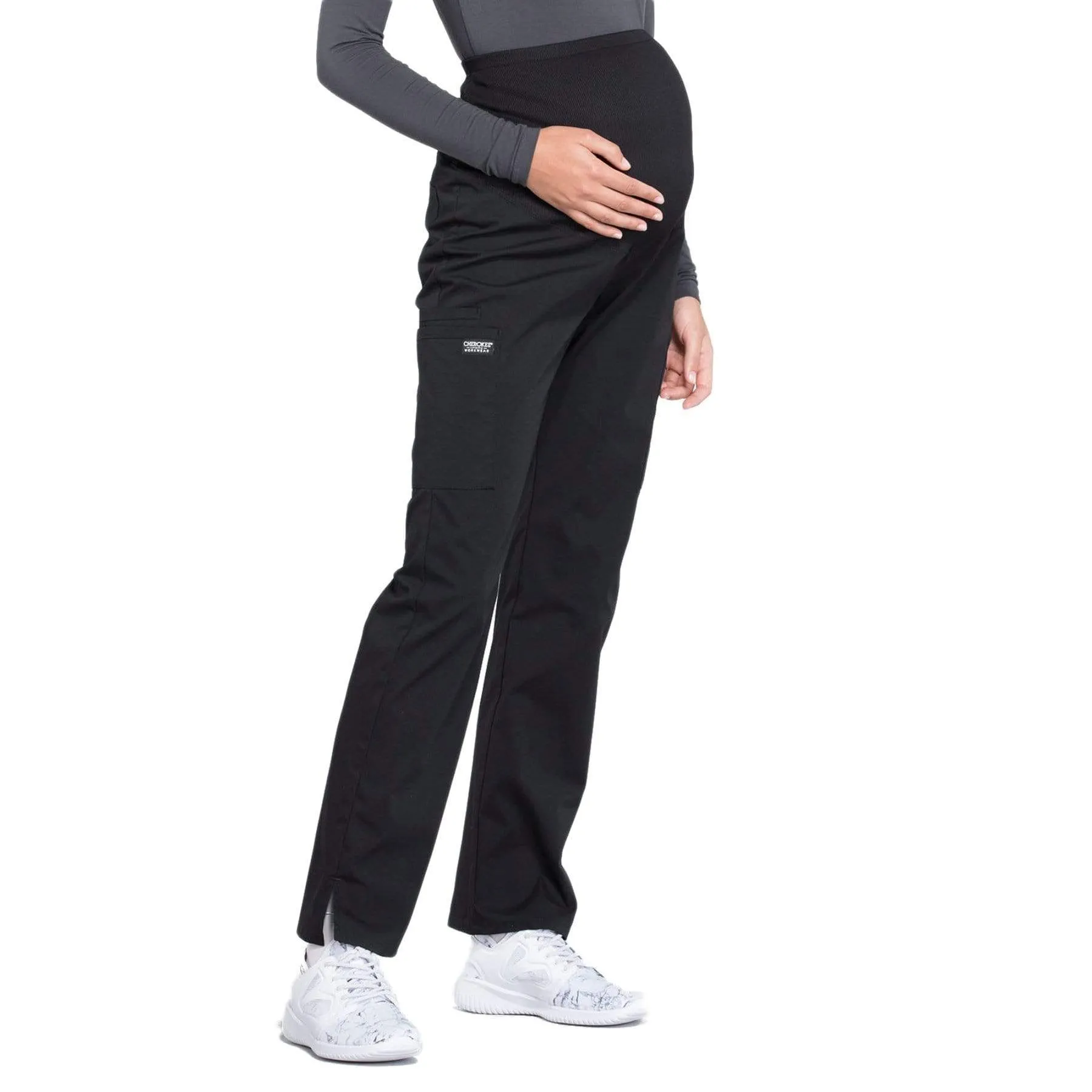 Cherokee Workwear Professionals WW220 Scrubs Pants Maternity Straight Leg Black