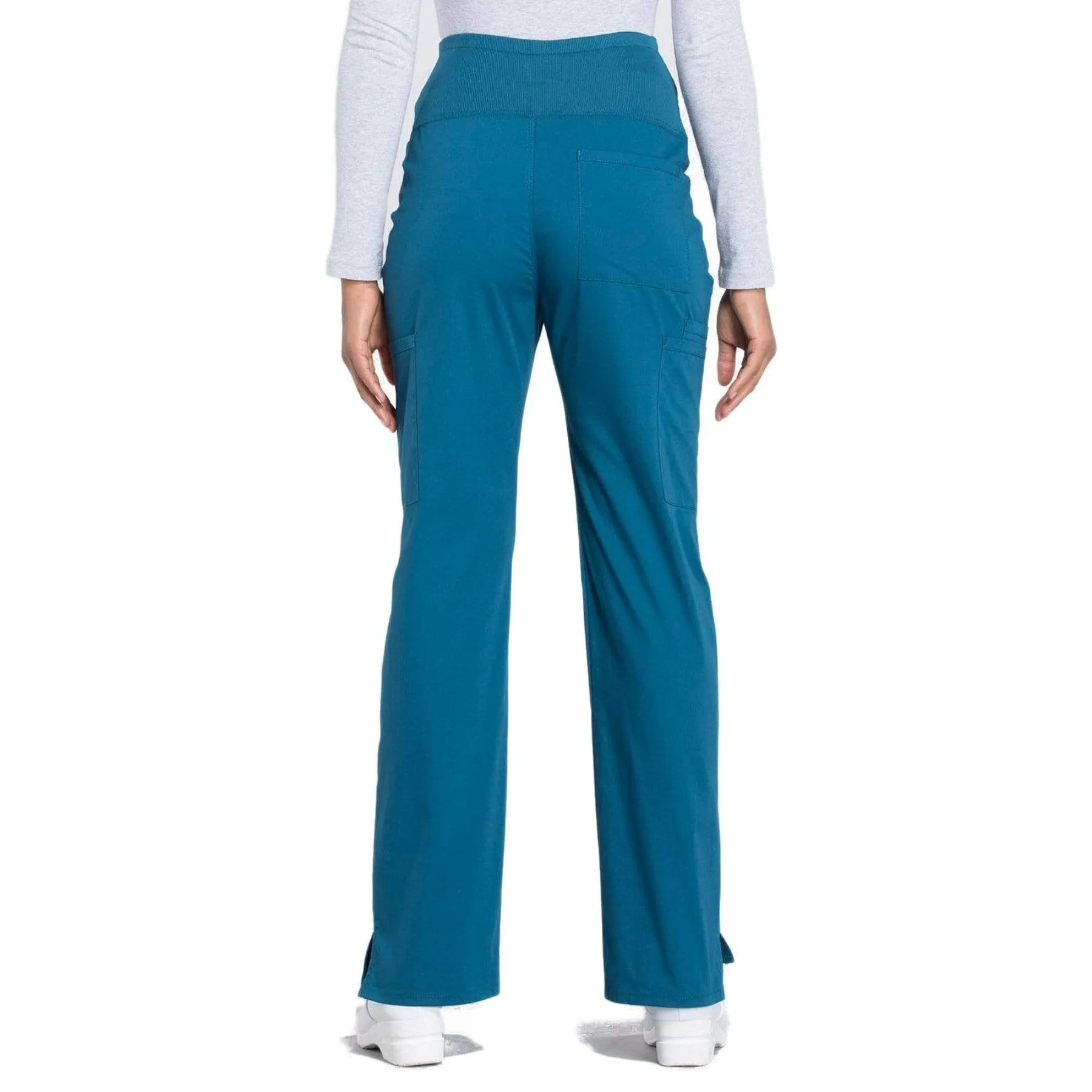 Cherokee Workwear Professionals WW220 Scrubs Pants Maternity Straight Leg Caribbean Blue