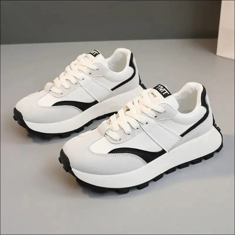 Chic Contrast Round Toe Platform Athletic Shoes
