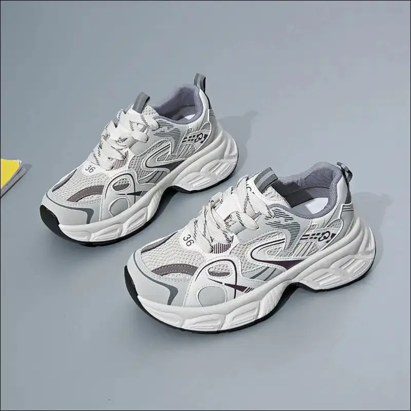 Chic Contrast Round Toe Platform Sneakers