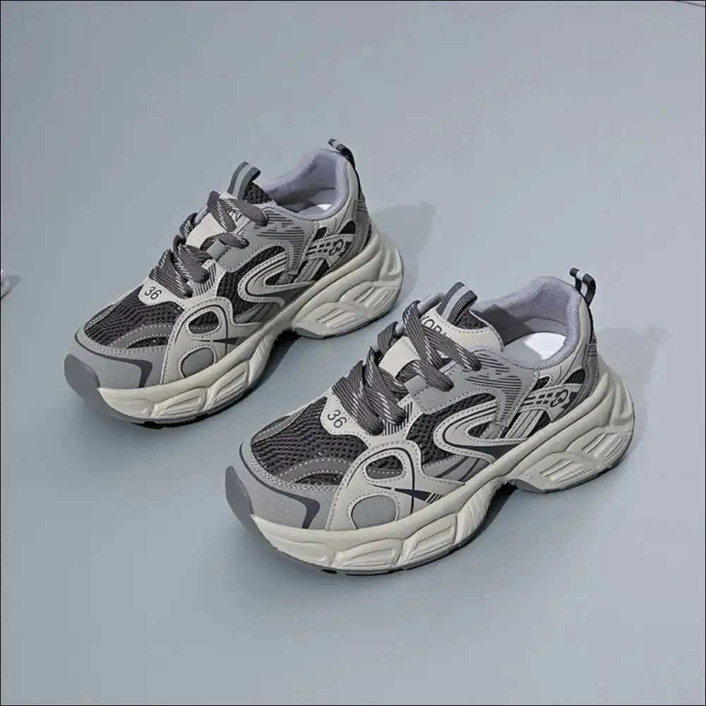 Chic Contrast Round Toe Platform Sneakers
