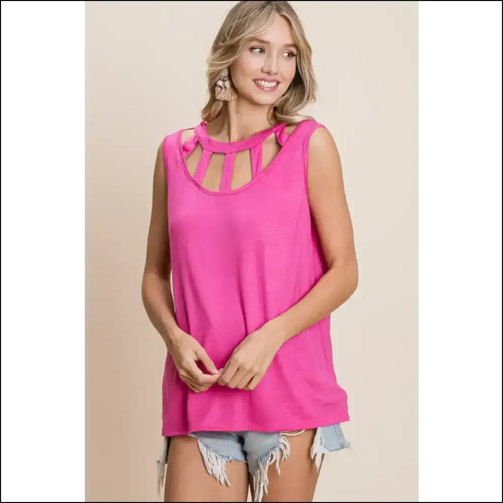 Chic Cutout Round Neck Sleeveless Top