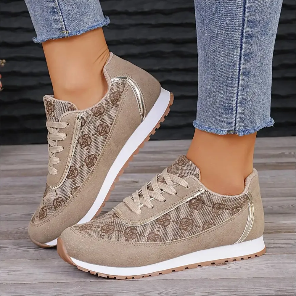 Chic Floral Contrast Round Toe Athletic Shoes
