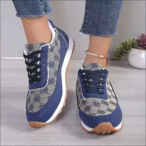 Chic Floral Contrast Round Toe Athletic Shoes